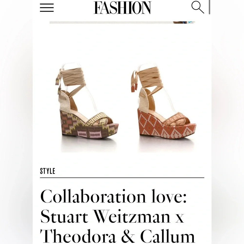 Stuart Weitzman + Theodora Callum Espadrilles Aztec Print Wedge Sz 7 - Picture 8 of 8